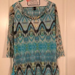 INC Brand Tunic.  Medium.  Worn once. Blues /Black